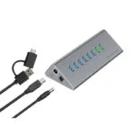 Conceptronic USB 3.0 Hub 10 Θυρών με σύνδεση USB-C και Εξωτερική Παροχή Ρεύματος Γκρι (HUBBIES18G)