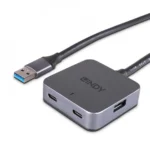 Lindy USB 3.0 Hub 4 Θυρών με σύνδεση USB-A Γκρι 43388