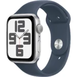 Apple Watch SE 2023 Aluminium 44mm Αδιάβροχο με Παλμογράφο (Silver with Storm Blue Sport Band)