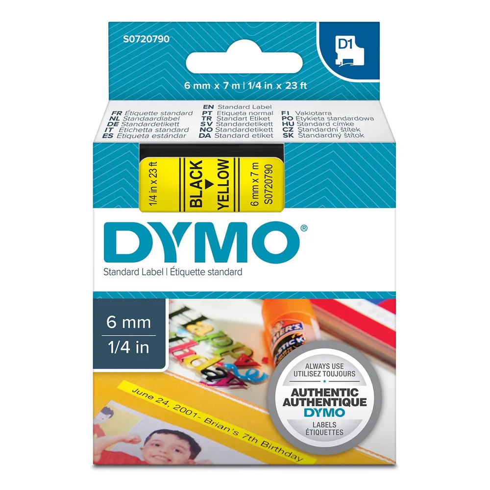 Dymo 43618 Ταινία Ετικετογράφου 7m x 6mm σε Μαύρο Χρώμα S0720790 - Image 1