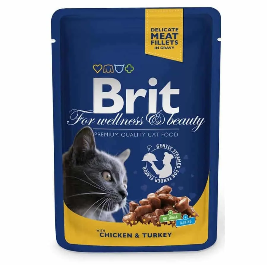 Brit Premium Υγρή Τροφή για Ενήλικες Γάτες σε Φακελάκι με Κοτόπουλο και Γαλοπούλα χωρίς Γλουτένη 100gr - Image 1