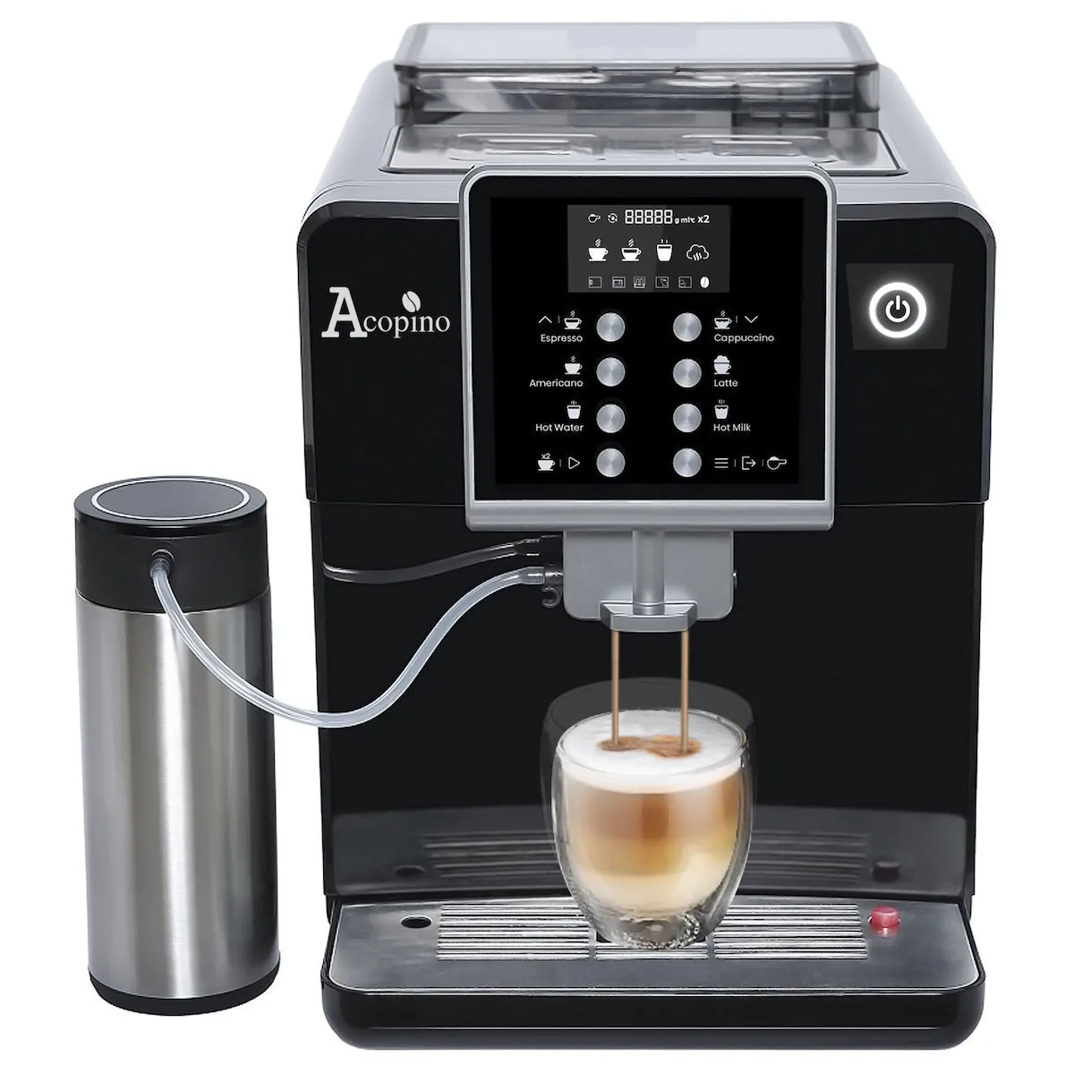 Acopino Clivia One Touch Αυτόματη Μηχανή Espresso 1700W Πίεσης 15bar για Cappuccino με Μύλο Άλεσης Μαύρη - Image 1