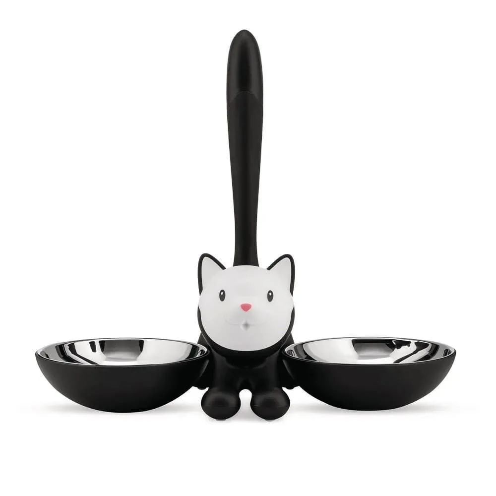 20240423115622_docheio_fagitou_gatas_2_theseon_tigrito_ammi09_b_32x16x28cm_silver_black_alessi Δοχείο Φαγητού Γάτας 2 Θέσεων Tigrito Ammi09 B 32x16x28cm Silver-black Alessi - Image 1