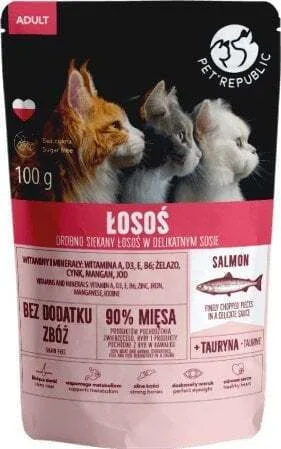 Pet Republic Υγρή Τροφή για Ενήλικες Γάτες σε Κονσέρβα με Σολομό και Ψάρια χωρίς Γλουτένη 100gr VAT019630 - Image 1