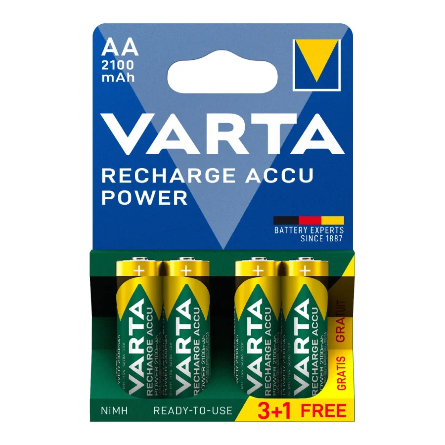 Varta Recharge Accu Power Επαναφορτιζόμενες Μπαταρίες AA Ni-MH 2100mAh 1.2V 4τμχ - Image 1