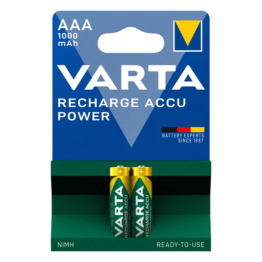 20240508132445_varta_rechargeable_accu_epanafortizomenes_mpataries_aaa_ni_mh_1000mah_1_2v_2tmch Varta Rechargeable Accu Επαναφορτιζόμενες Μπαταρίες AAA Ni-MH 1000mAh 1.2V 2τμχ - Image 1