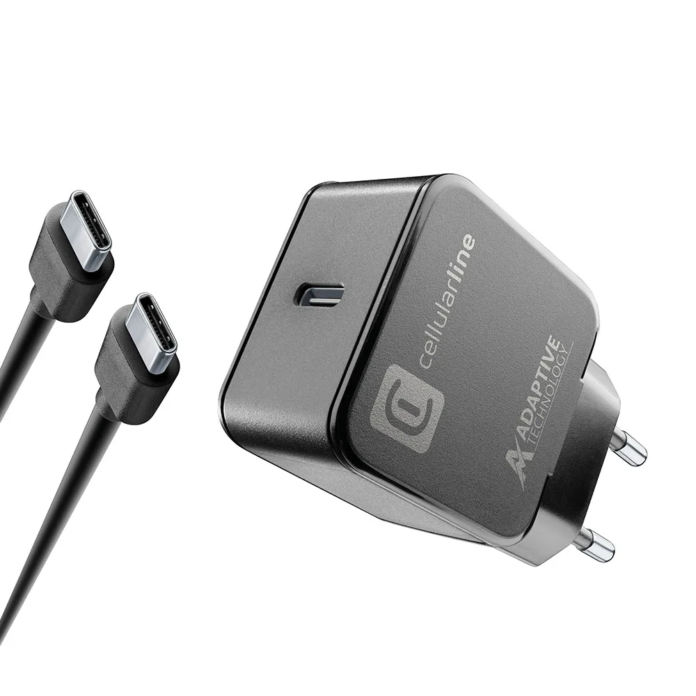 Cellular Line Φορτιστής με Θύρα USB-C και Καλώδιο USB-C - USB-C 15W Μαύρος (ACHSMKITC2C15WK) - Image 1