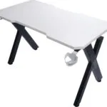 Γραφείο Gaming Gameshark Xeno Ξύλινο Black And White με Μεταλλικά Πόδια & LED 120x60x75εκ.