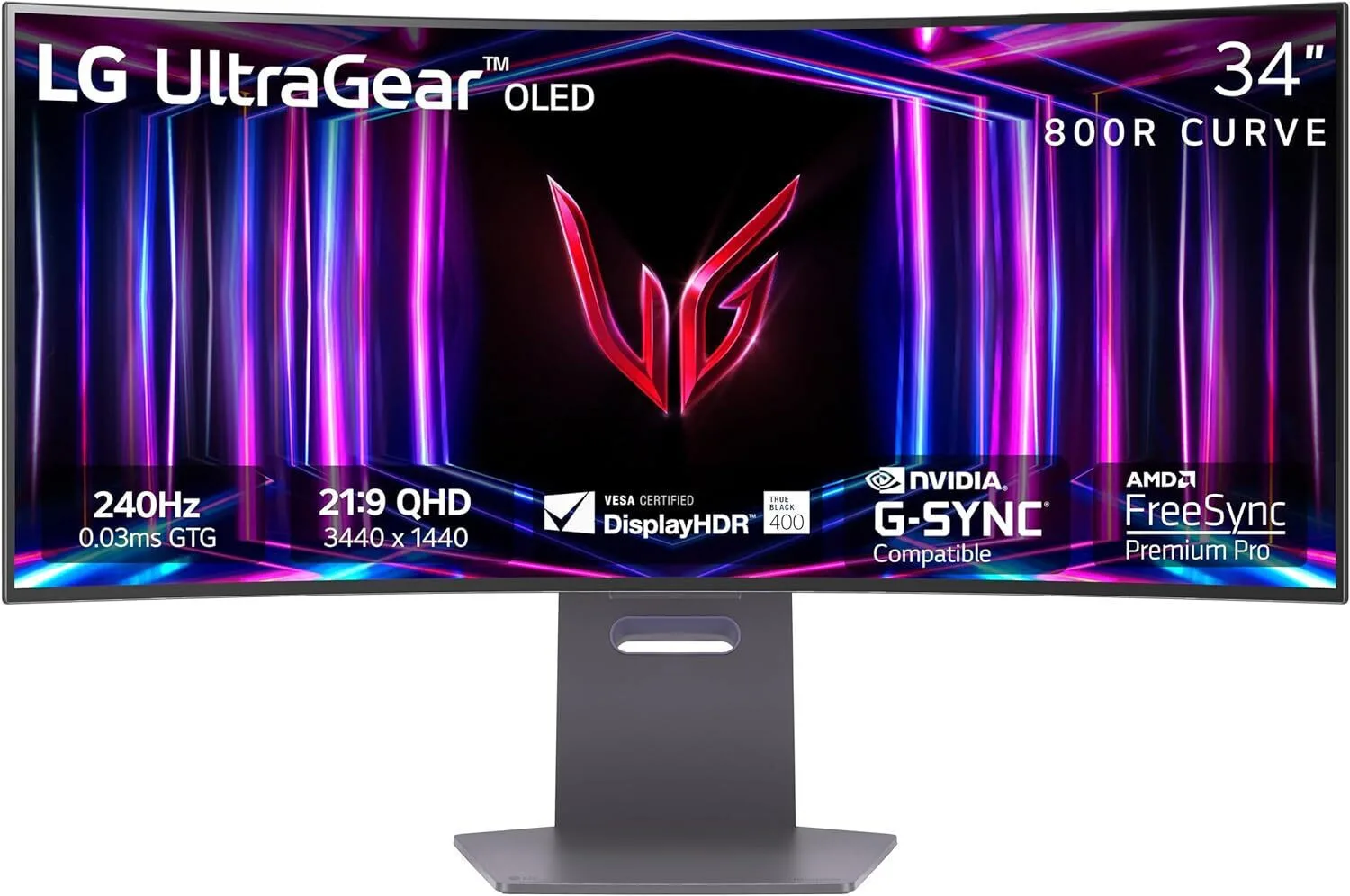 LG 34GS95QE UltraGear Ultrawide OLED HDR Curved Gaming Monitor 34" QHD 3440x1440 240Hz με Χρόνο Απόκρισης 0.03ms GTG - Image 1
