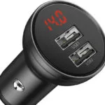 Baseus Digital Display Φορτιστής Αυτοκινήτου 24W 4.8A με Θύρες: 2xUSB και Βολτόμετρο Γκρι Χρώμα CCBX-0G