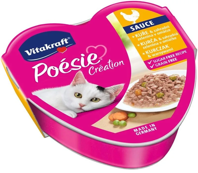 Vitakraft Poesie Creation Υγρή Τροφή για Ενήλικες Γάτες σε Ταψάκι με Κοτόπουλο και Λαχανικά χωρίς Γλουτένη 85gr - Image 1