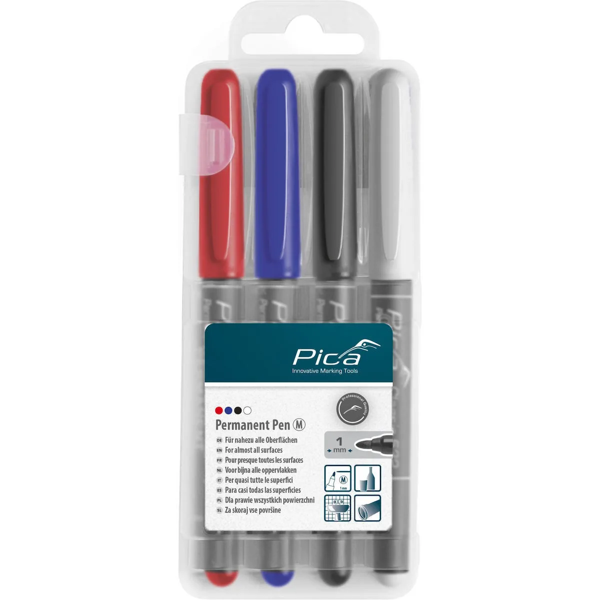 20240522101230_pica_permanent_pen_1_0mm_assorted_instant_white_pen Pica-Marker Στυλό Ballpoint Σετ 4τμχ 534/04 - Image 1