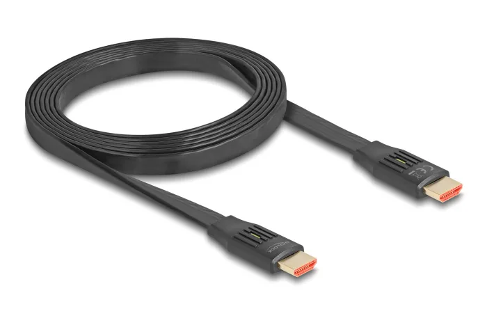 20240530134456_c34d0393 DeLock HDMI 2.1 Flat Cable HDMI male - HDMI male 2m Μαύρο 81002 - Image 1