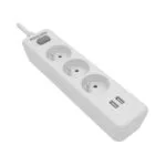 Philips Πολύπριζο Aσφαλείας 3 Θέσεων με 2 USB-A, Διακόπτη και Καλώδιο 2m SPN3032WA/60
