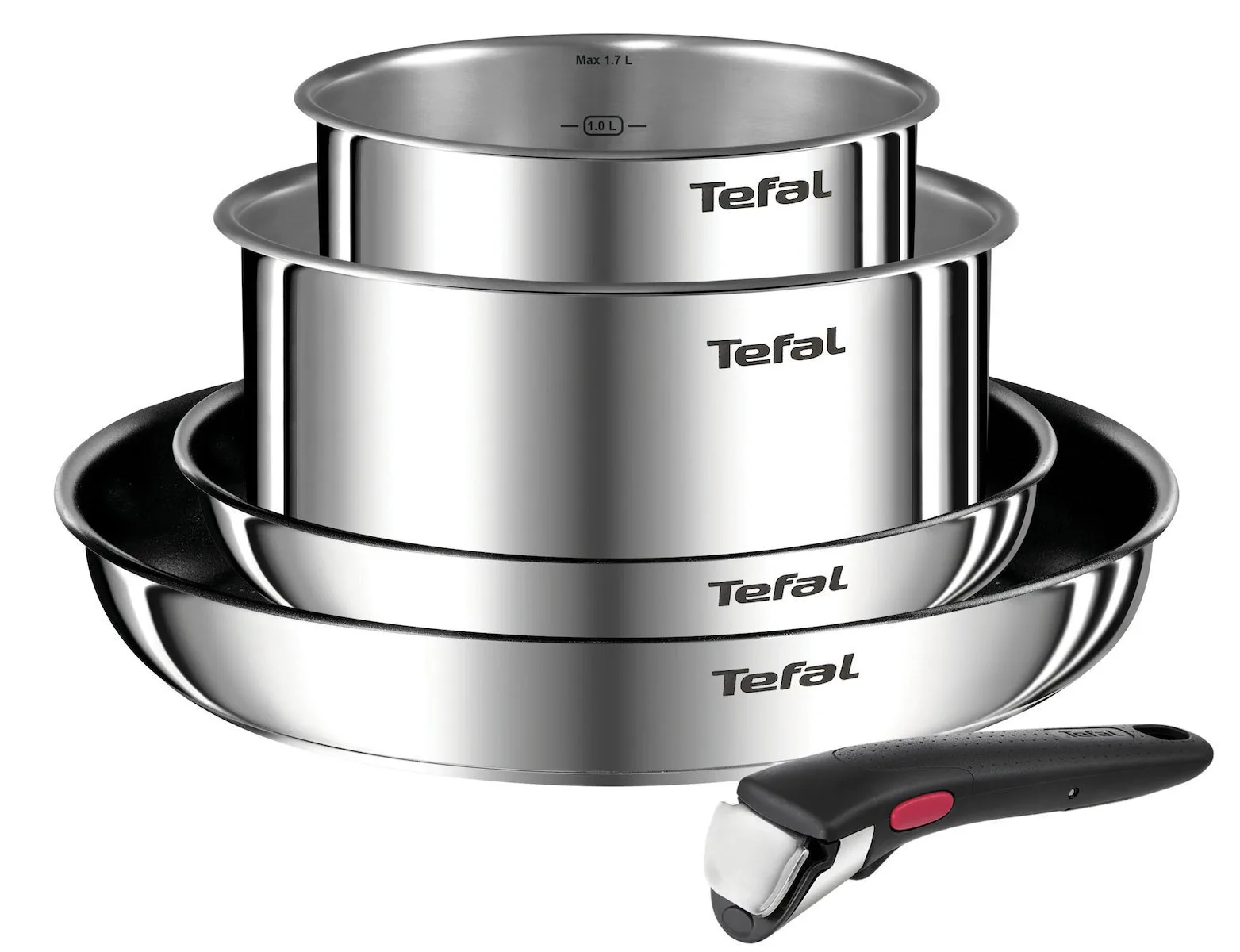 Tefal Ingenio Emotion Σετ Μαγειρικά Σκεύη από Ανοξείδωτο Ατσάλι Silver με Αντικολλητική Επίστρωση L897S574 5τμχ - Image 1