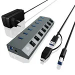 Icy Box USB 3.0 Hub 7 Θυρών με σύνδεση USB-A / USB-C και Εξωτερική Παροχή Ρεύματος (IB-HUB1701-C3)