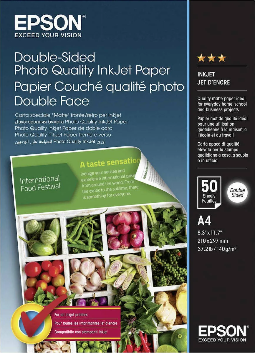 Epson Double Sided Matte Φωτογραφικό Χαρτί A4 (21x30) 140gr/m² για Εκτυπωτές Inkjet 50 Φύλλα (C13S400059) - Image 1