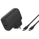 Belkin Φορτιστής με Θύρα USB-A και Θύρα USB-C και Καλώδιο USB-C - USB-C 25W Power Delivery Μαύρος (BOOST Charge Hybrid Dual Charger + Power Bank 5K)