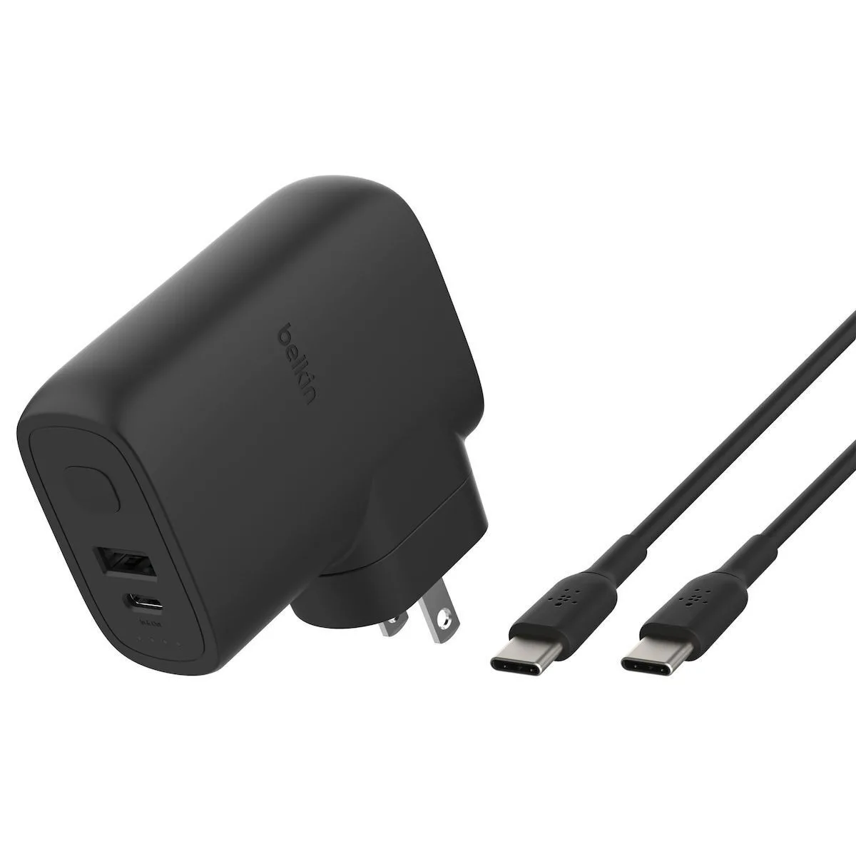 Belkin Φορτιστής με Θύρα USB-A και Θύρα USB-C και Καλώδιο USB-C - USB-C 25W Power Delivery Μαύρος (BOOST Charge Hybrid Dual Charger + Power Bank 5K) - Image 1