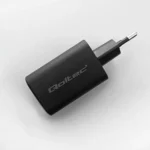 Qoltec Φορτιστής Χωρίς Καλώδιο GaN με Θύρα USB-A και Θύρα USB-C 65W Quick Charge 3.0 Μαύρος (50766)