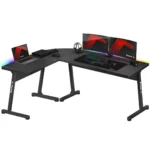 Γραφείο Gaming Hero 6.0 Ξύλινο Black RGB με Μεταλλικά Πόδια & LED 147x112x74εκ. HZ-Hero 6.0 Black