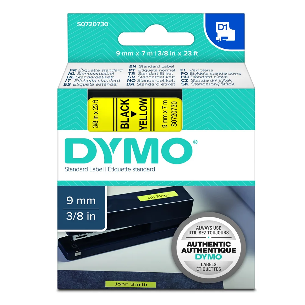 20240613114210_311ccd5e Ταινία Ετικετογράφου Dymo Standard 40918 9 Mm X 7 M Μαύρα Γράμματα Κίτρινο Φόντο S0720730 Dymo40918 - Image 1