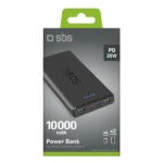SBS Power Bank 10000mAh 20W με 2 Θύρες USB-A και Θύρα USB-C Power Delivery Μαύρο