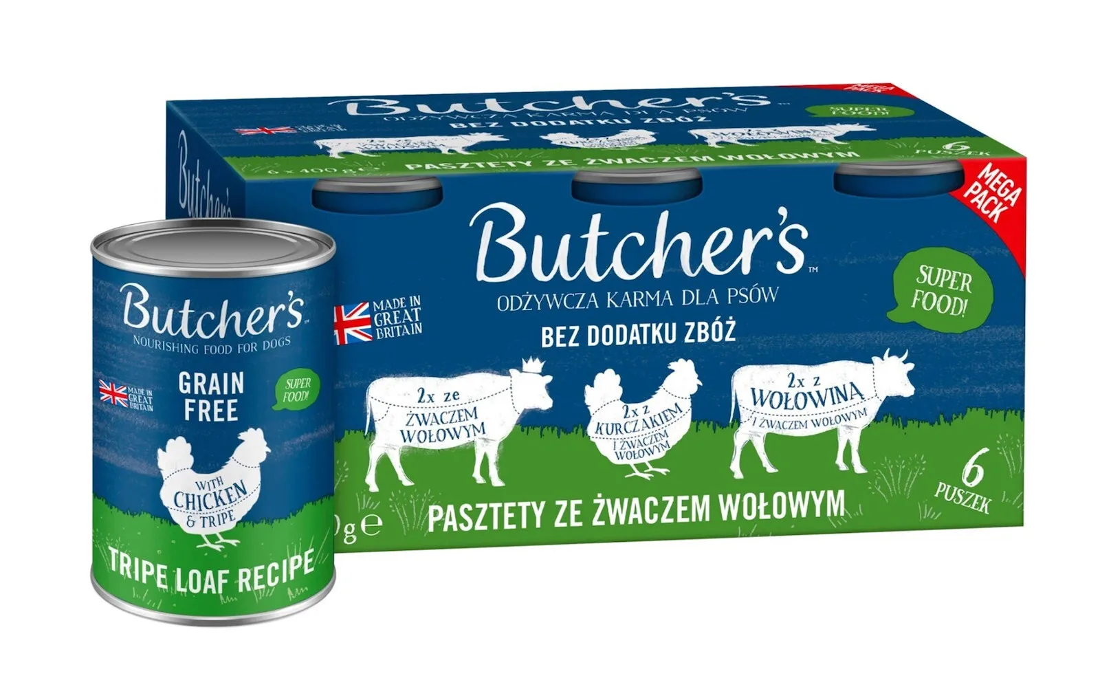 Butcher's Pet Care Original Υγρή Τροφή Σκύλων σε Κονσέρβα με Βοδινό και Πατσά χωρίς Σιτηρά & Γλουτένη 6x400gr - Image 1