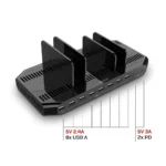 Lindy Βάση Φόρτισης με 8 Θύρες USB-A και 2 Θύρες USB-C 120W Quick Charge 3.0 σε Μαύρο χρώμα (73435)