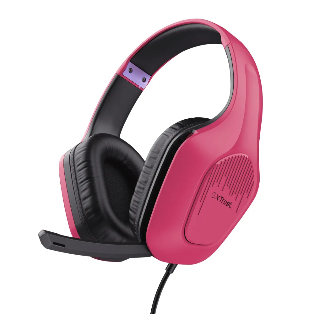 Trust GXT 415 Zirox Over Ear Gaming Headset με σύνδεση 3.5mm Ροζ - Image 1