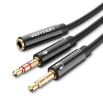Vention Καλώδιο 3.5mm male - 2x 3.5mm female Μαύρο 0.3m (056454)