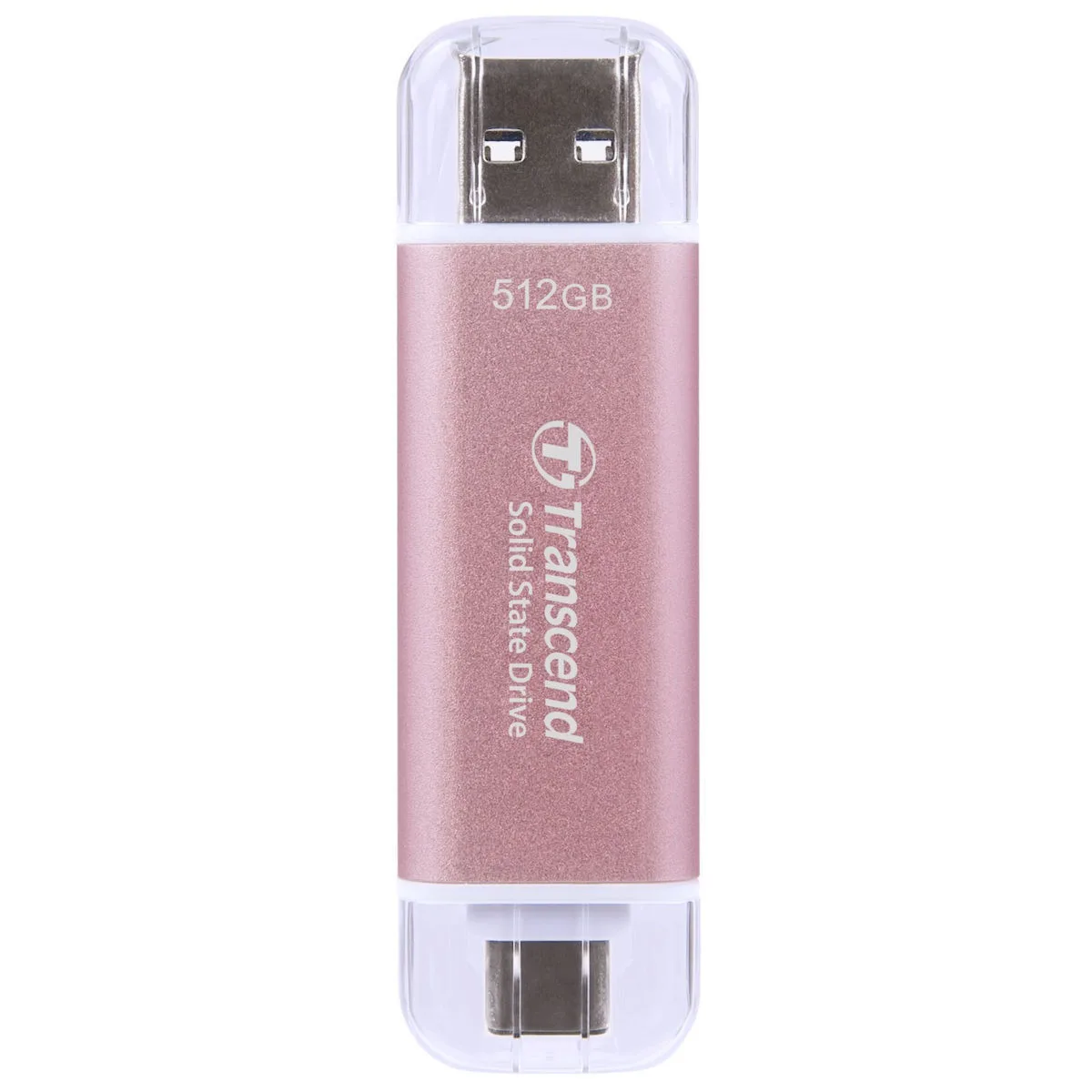 Transcend Esd310p 512GB USB 3.2 SSD Stick με σύνδεση USB-A & USB-C Ροζ - Image 1