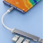 Vakoss USB 2.0 Hub 4 Θυρών με σύνδεση USB-C Ασημί (TC-4125X)