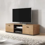 Έπιπλο Τηλεόρασης Lefkas Oak/Black Μ180xΠ43xΥ37cm SOHORTV140