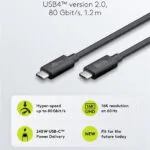 Goobay USB 3.0 Cable USB-C male - USB-C / DisplayPort 240W Μαύρο 1.2m 74376