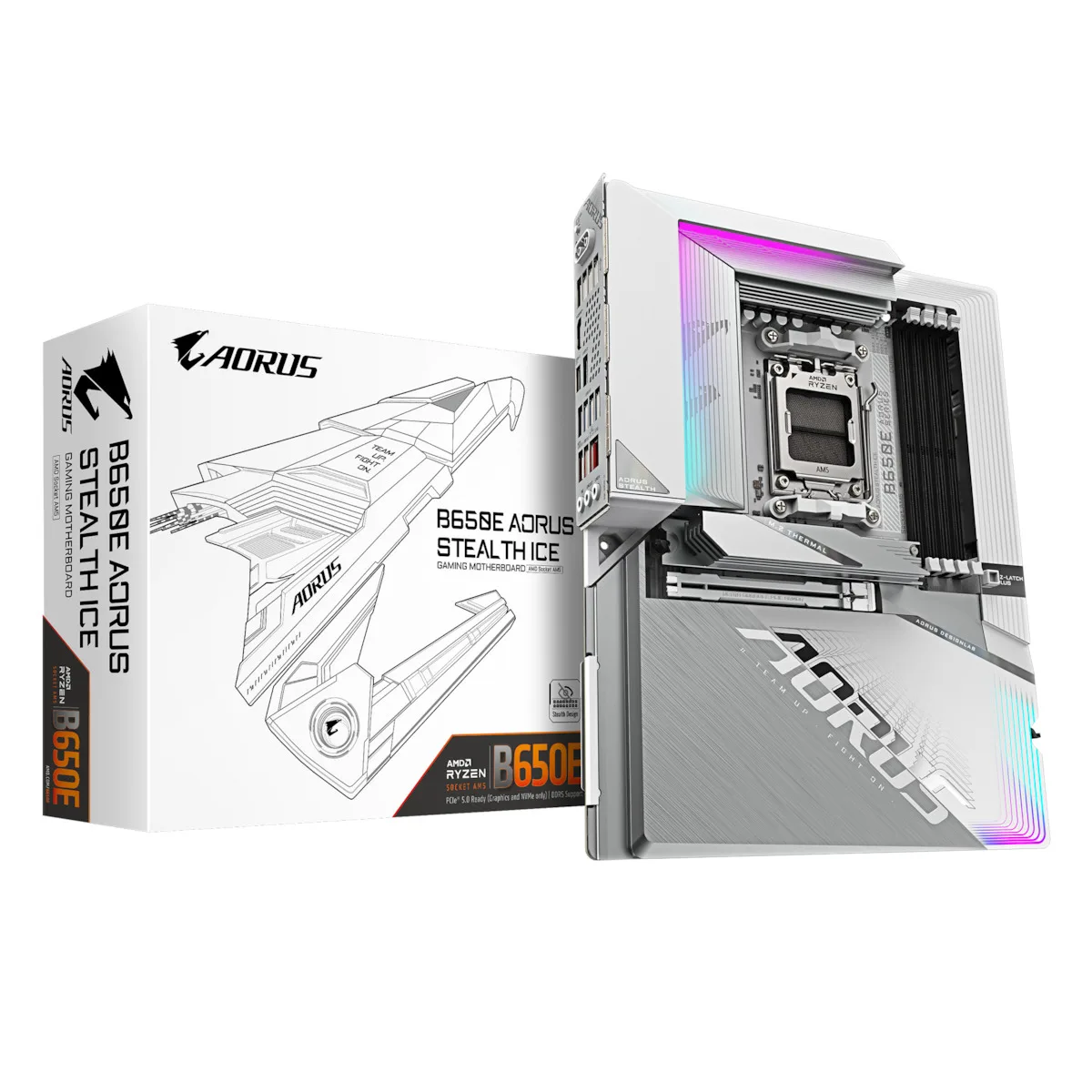 Gigabyte B650E Aorus Stealth Ice Wi-Fi Motherboard ATX με AMD AM5 Socket - Image 1