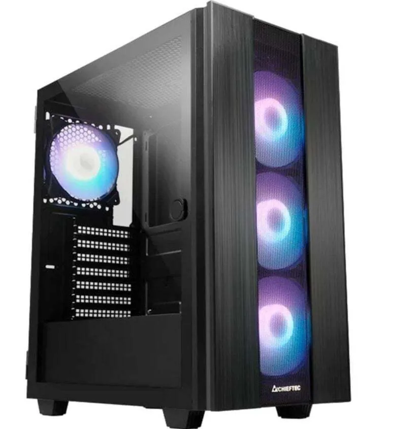 Chieftec Hunter 2 Gaming Midi Tower Κουτί Υπολογιστή με Πλαϊνό Παράθυρο και RGB Φωτισμό Μαύρο - Image 1