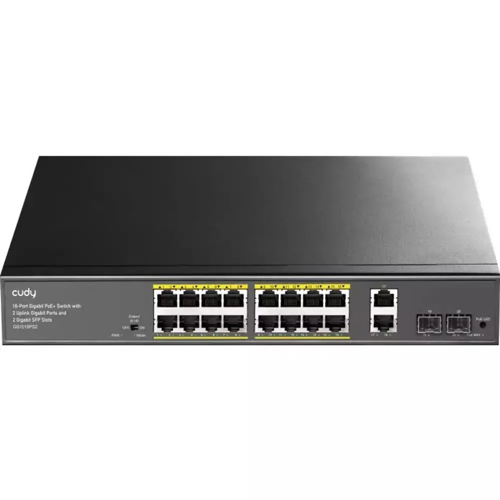 Cudy GS1018PS2 Unmanaged L2 PoE+ Switch με 16 Θύρες Gigabit (1Gbps) Ethernet και 2 SFP Θύρες - Image 1