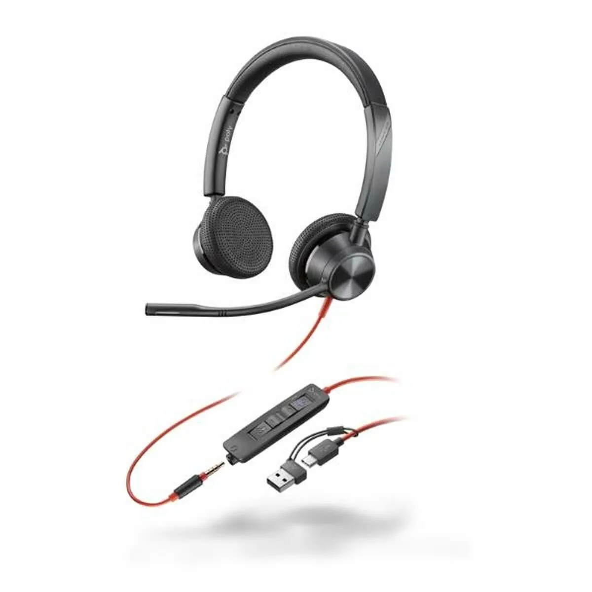 Poly BlackWIRE 3325 ST MS On Ear Multimedia Ακουστικά με μικρόφωνο και σύνδεση 3.5mm Jack / USB-C - Image 1