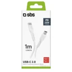 SBS USB 2.0 Cable USB-C male - USB-C 25W Λευκό 1m CABLETCC10W