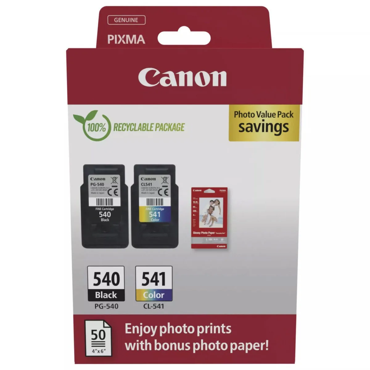 Canon PG-540 / CL-541 Γνήσιο Photo Value Pack με 2 Μελάνια Εκτυπωτή InkJet Μαύρο (5225B013) - Image 1