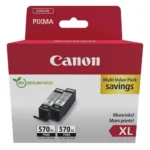 Canon PGI-570XL Γνήσιο Πακέτο 2 Μελανιών Εκτυπωτή InkJet Μαύρο (0318C010)
