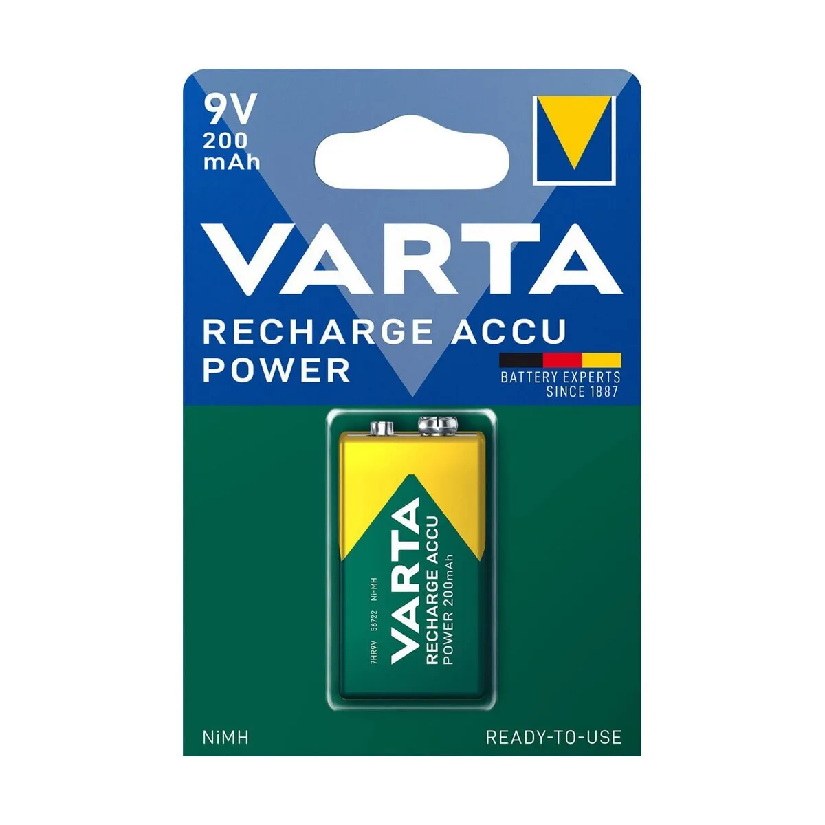 Varta Rechargeable Accu Επαναφορτιζόμενη Μπαταρία 9V Ni-MH 200mAh 1τμχ - Image 1