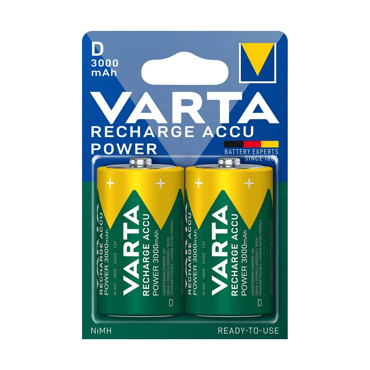 Varta Rechargeable Accu Επαναφορτιζόμενες Μπαταρίες D Ni-MH 3000mAh 1.2V 2τμχ - Image 1