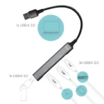 i-tec USB 3.0 Hub 4 Θυρών με σύνδεση USB-A Ασημί (U3HUBMETALMINI4)