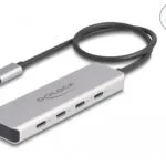 DeLock USB 3.0 Hub 4 Θυρών με σύνδεση USB-C Γκρι (64231)