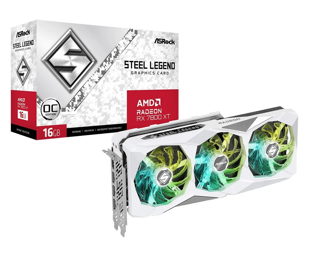 ASRock Radeon RX 7800 XT 16GB GDDR6 Steel Legend OC Κάρτα Γραφικών 90-GA4RZZ-00UANF - Image 1