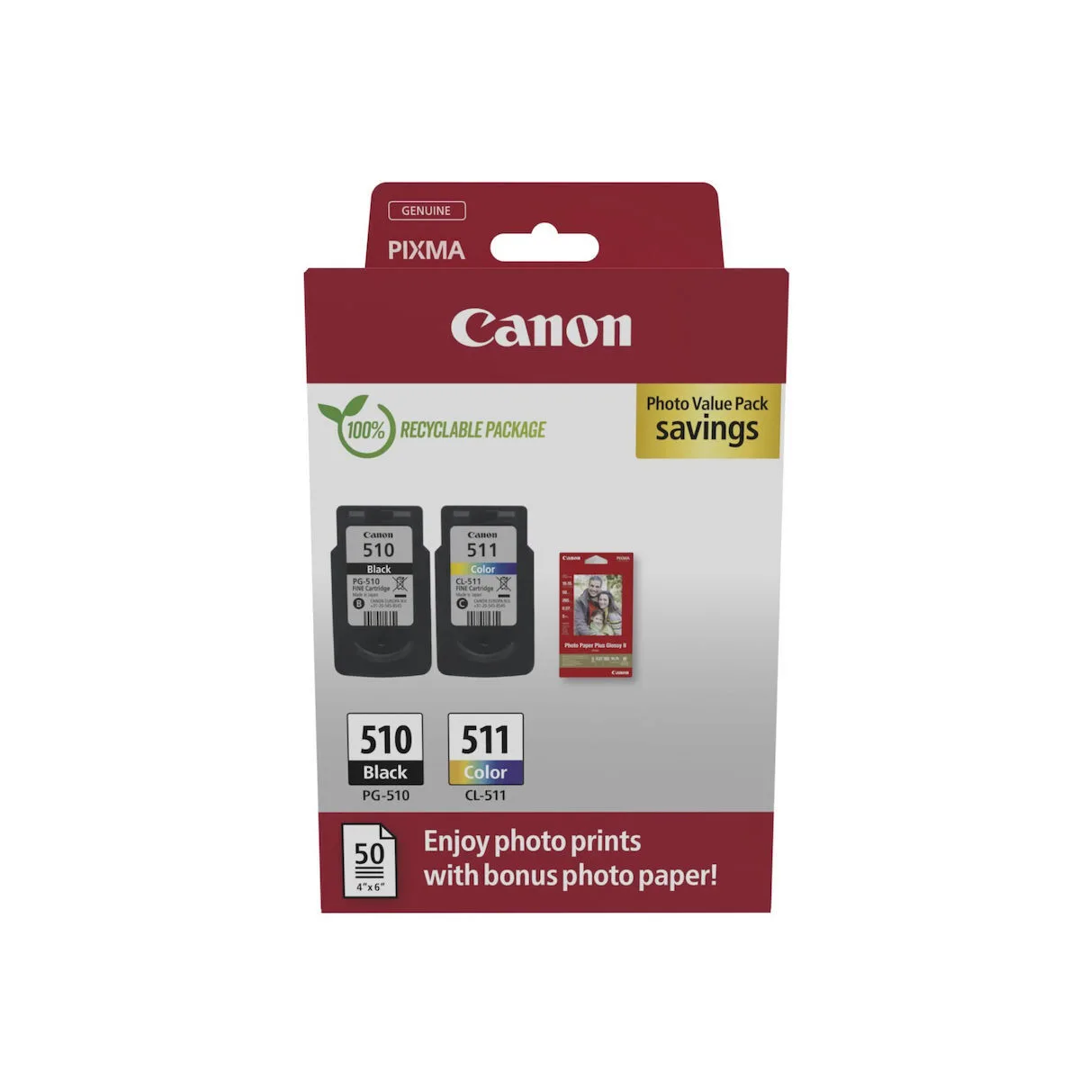 Canon PG-510 Γνήσιο Photo Value Pack με 1 Μελάνι InkJet Κυανό / Ματζέντα / Κίτρινο / Μαύρο (2970B017) - Image 1