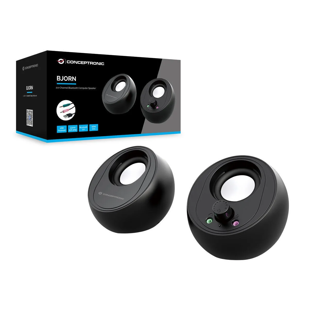 Conceptronic BJORN01B Ηχεία Υπολογιστή 2.0 με Bluetooth και Ισχύ 10W Μαύρα - Image 1