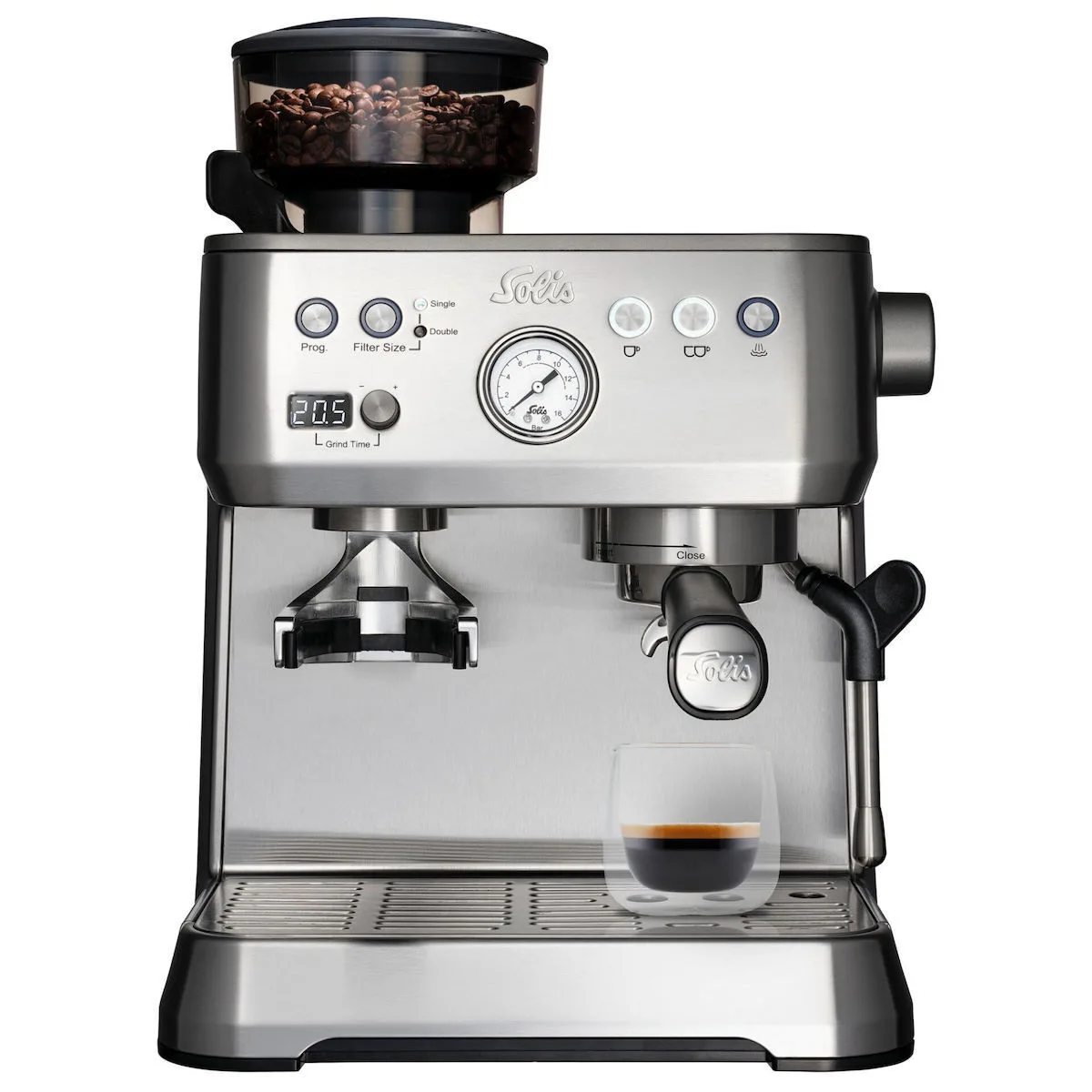 Solis Grind & Infuse Perfetta 1019 Αυτόματη Μηχανή Espresso 1620W Πίεσης 16bar με Μύλο Άλεσης Ασημί - Image 1